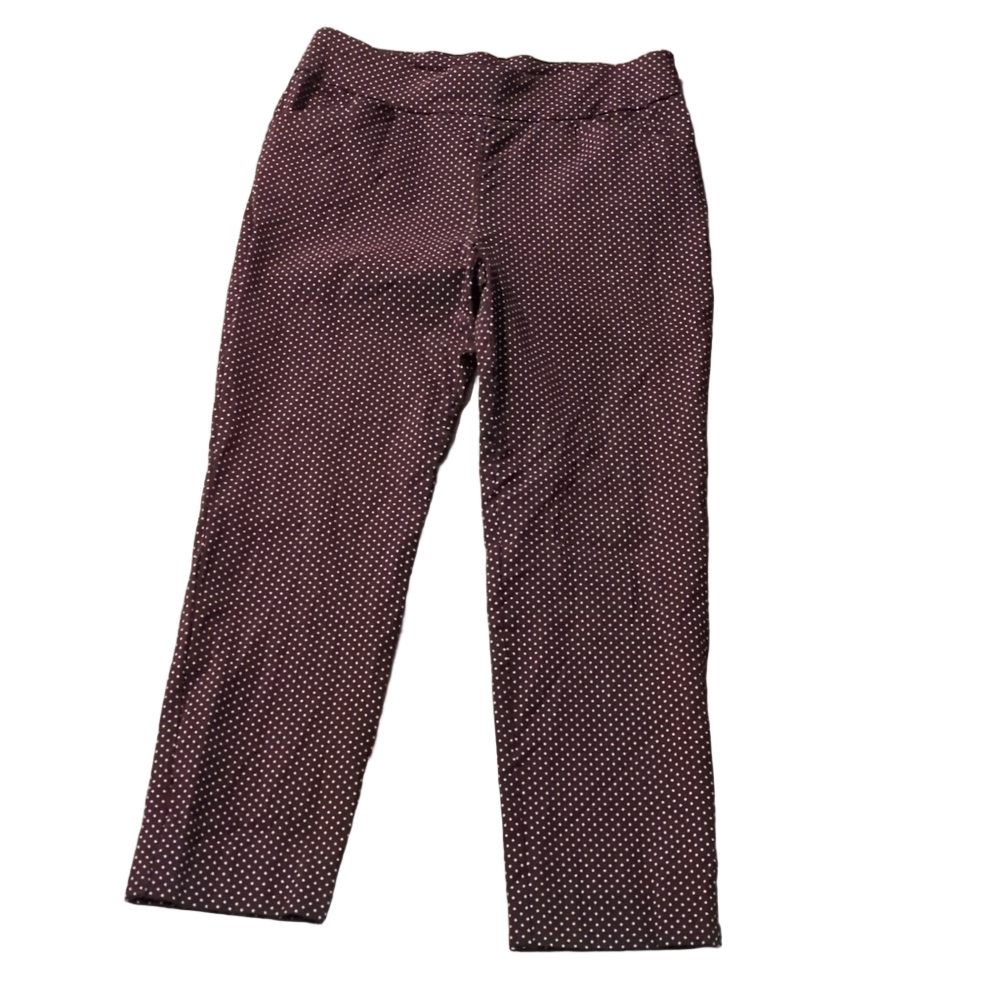 Chico's Perfect Stretch Brown Polka Dot Pull On Pants Size 1